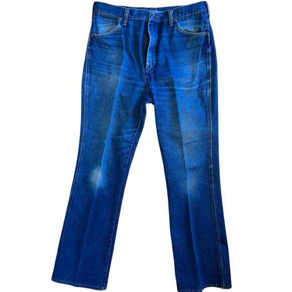 Vintage 1980s Men's Wrangler Slim Fit Denim Bootcut Jeans 935DEN Size 34x33 - Picture 1 of 5
